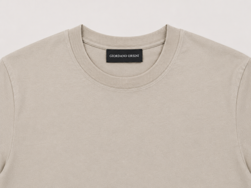 T-Shirt Uomo Giordano Orsini in Cotone Premium – Beige Sabbia