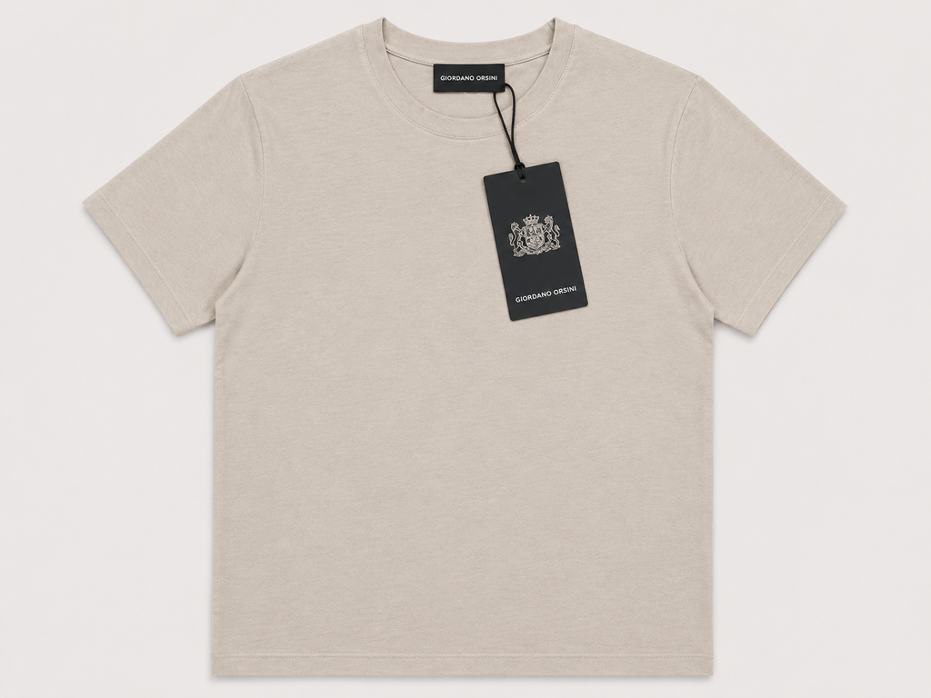 T-Shirt Uomo Giordano Orsini in Cotone Premium – Beige Sabbia